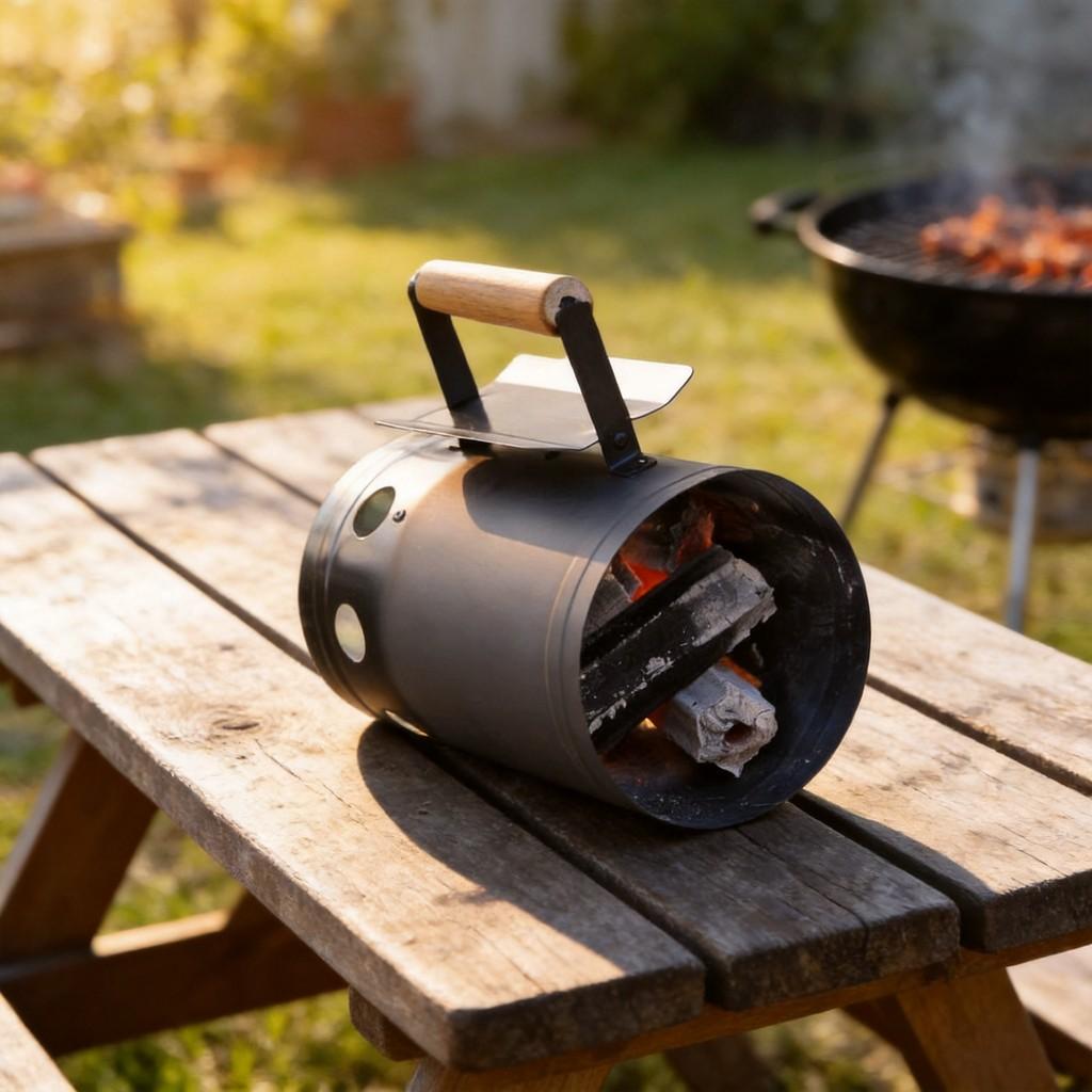 Modern Fire Starter Bucket For Charcoal Barbecue Outdoor Cooking With High Grade Powder Coated Material