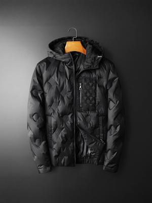 Chaqueta de Plumón con Capucha Estampada de Moda para Hombre - Cálida, Adelgazante, Tallas Grandes Ropa Exterior Estilo Coreano