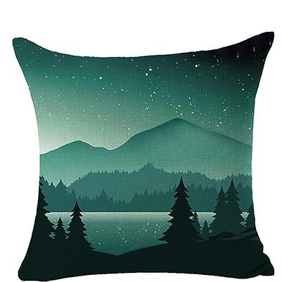 Winter Pine Mountain Landscape Picture Square Linen Decoration Pillow Cover Cushion Cover Outdoor Bedroom Sofa Home