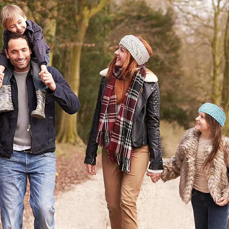 Winter Breite Stirnbänder für Damen Gestrickt Warm Turban Kopfwickel Dick Grob Ohrenwärmer Weich Stretch Häkel-Haarbänder Bandanas Haar-Accessoires