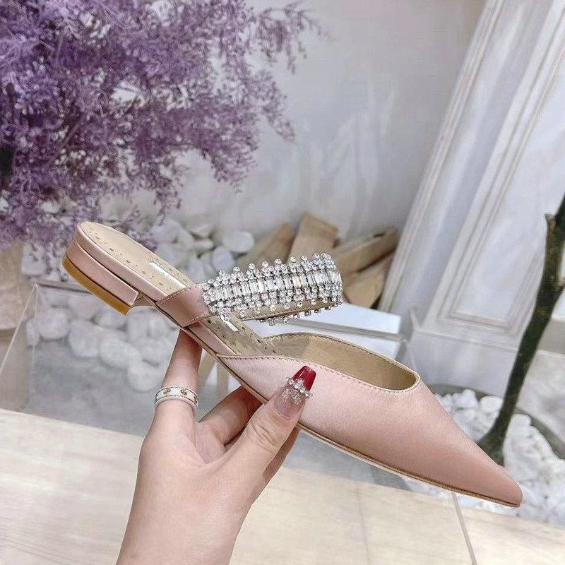 Fashion 2cm/6cm/8cm/10cm Pointy Fine Heels Rhine-diamond Chain Satin High Heels Mullers Wedding Shoes Bridesmaid Heels