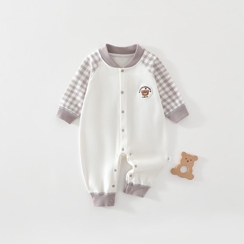 Spring/Autumn Pure Cotton Baby Bodysuit - Cartoon Long-Sleeve Crawling Pajamas for Newborns