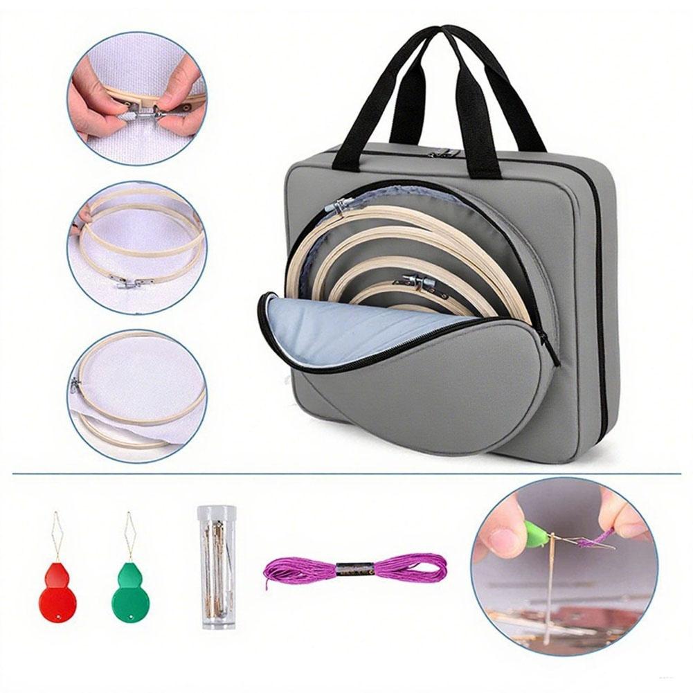 Embroidery Bag Cross Stitch Bag Individual Elastic Loops