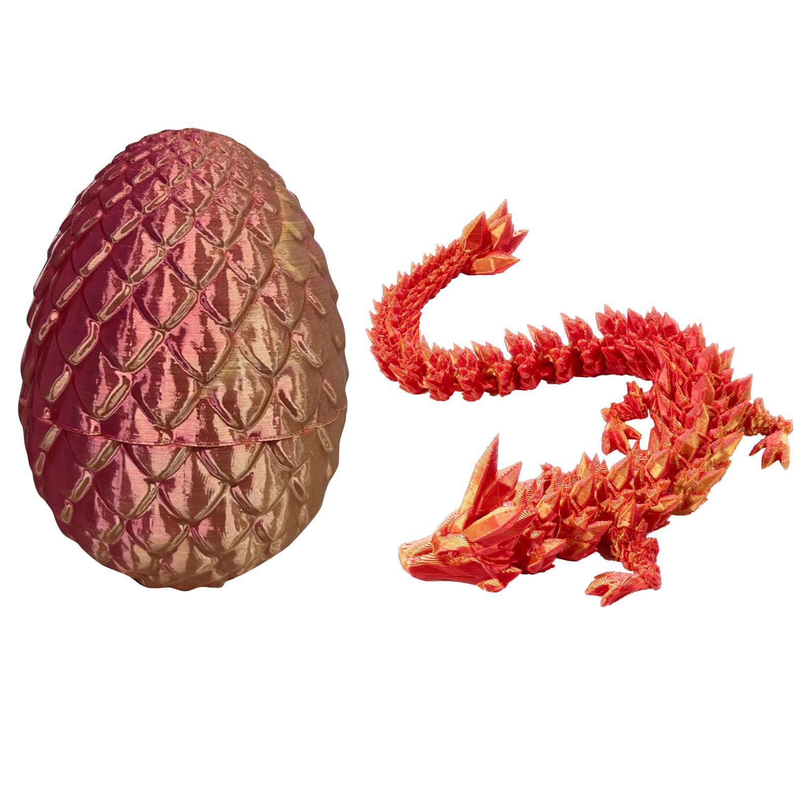 

Таинственный дракон с яйцом, Дракон с яйцом, напечатанный на 3D-принтере, Гибкий дракон с шарнирами и яйцами, Подарочная игрушка, напечатанная на 3D-принтере One Size киноварь