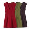 Summer Popular Women's Sleeveless V-neck Waist Dress, Multi-color Commuter Skirt
