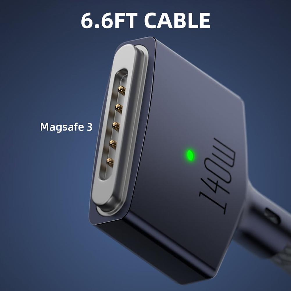 Byscoon 140W PD Cable For Magsafe 3 Magnetic Cable For Macbook Pro Air 13 14 16 M1 M2 LED Indicators Fast Charger Cord Adapter