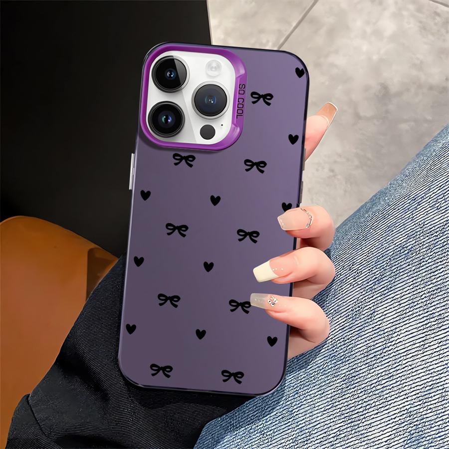 

INS Korean Cute Love Heart Bow Case for iPhone 17 Pro Max 13 12 Pro 14 Plus 15 16 Air 11 Phone Cover iPhone 11 Pro Max