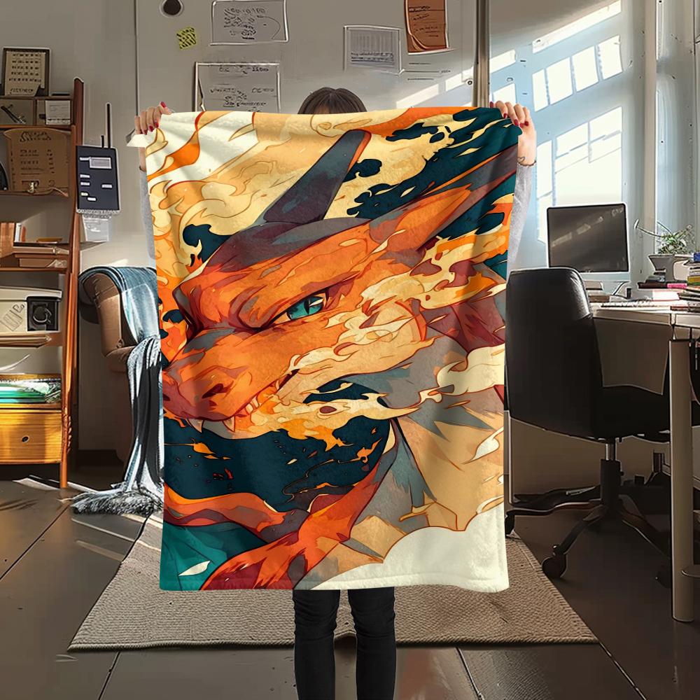 

Pok é mon Fire Dragon Print Flannel Blanket,High quality Comfortable for All Seasons,Home Decor,Warmth and Comfort,Perfect for Christmas Gifts 80cm x 120cm