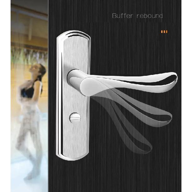 No Key Security Wood Bathroom Toilet Door Lock Furniture Portable Door Lock Aluminum Lock Handle For Home Stainless Steel