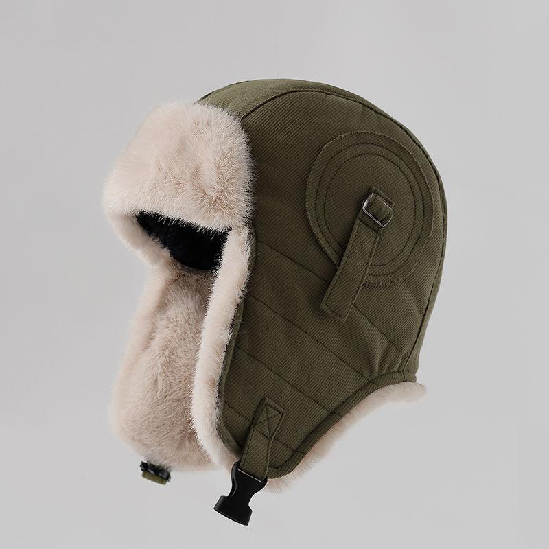 Winter Thickened Northeast Lei Feng Hat Male Pilot Hat Wind Cold Ear Protector Hat Winter Couple Cycling Warm Men and Women