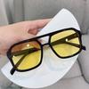 Retro Square Sunglasses Women Men New Trends Double Beam Yellow Big Sun Glasses Female Oversized Eyewear Shades UV400
