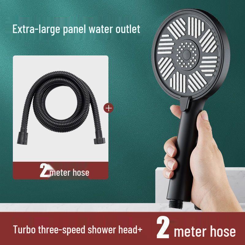 Trycksatt duschhuvud med stor panel och 3 inställningar, inklusive slang - Bath Master Lotusdesign