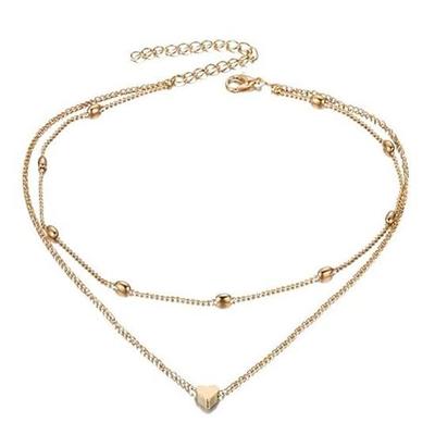 Stilvolle Halskette mit Kettenanhänger für Frauen und Mädchen, minimalistische Halskette mit Herz- und Stern-Motiv, böhmische Kristall-Halskette