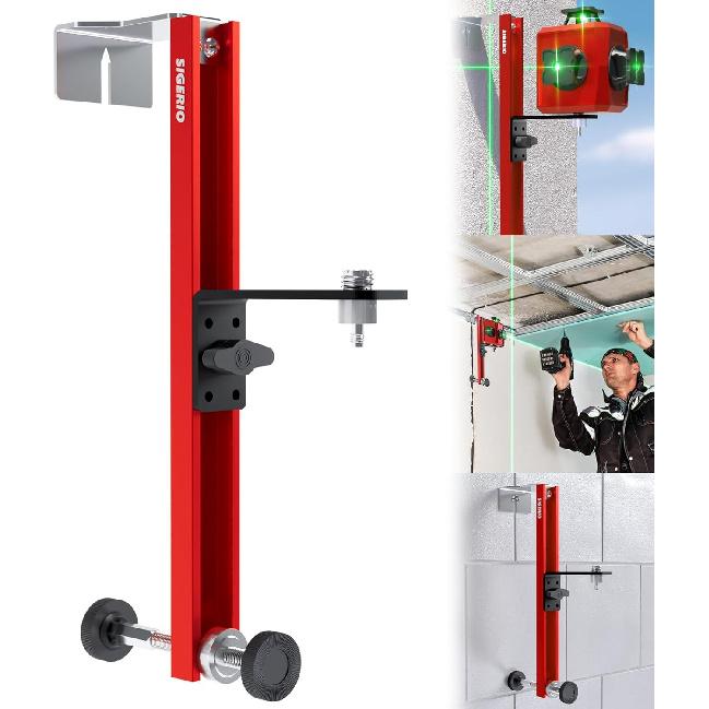 Laser Level Pole, Aluminum Alloy Laser Level Bracket, Adjustable Hanging Wall Laser Level Adapter, Decoration Ceiling Leveling Meter Wall Infrared
