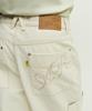 Peulomaleul Utility Pocket Vintage 3/4 Length Washed Denim Pants / Ivory