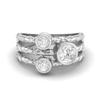 5mm Round Moissanite Handmade Split Shank 925 Sterling Silver Trio Stone Women Ring