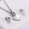 Stainless Steel Toggle Clasp Heart Necklace and Earring Jewelry Sets for Women
