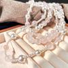 Vintage Spring Powder Crystal Artificial Crystal Pearl Multi-Layer Design Clavicle Chain Necklace Sweater Chain