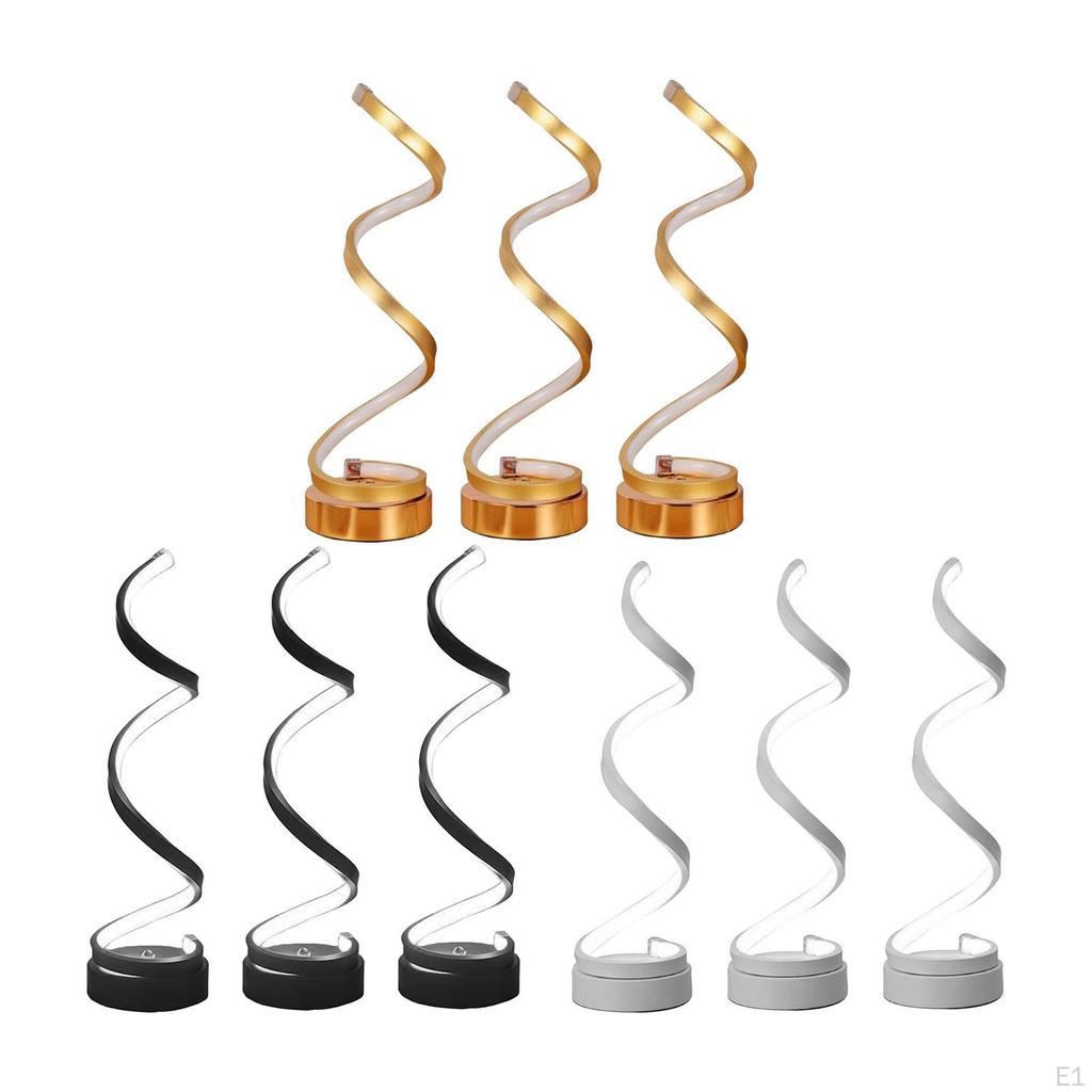 Moderne Spiral-LED-Tischlampe Gebogene Schreibtischlampe für Schlafzimmer Schwarz Warmweiß