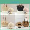 Straw Hat And Bag Set With Sun Protection For Outdoor Travel Casual Summer Adults