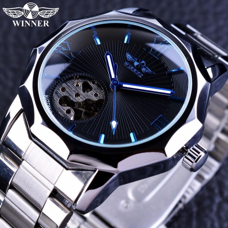 Mens Automatic Mechanical Watch With Hollow Design Fashion Casual Stainless Steel Buckle Alloy Strap