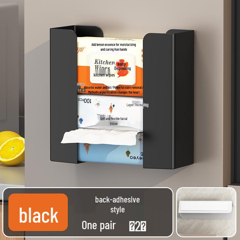Magnetic No-Drill Wall-Mount Tissue and Towel Holder with Cling Film Shelf for Refrigerators