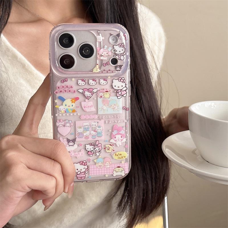 

Sanrio Cartoon Sequins Stickers for iPhone 17/16 Pro Max/15/14 Cases - Perfect for Girls iPhone 15