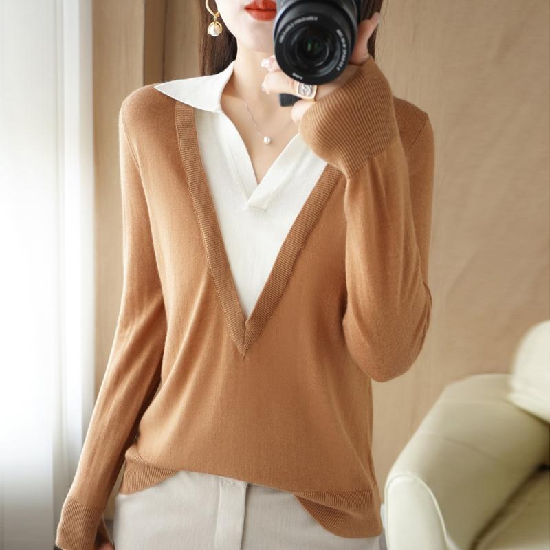 

Женский свитер MODERN NEW SAGA, зимние мягкие теплые шерстяные свитера, вязаный пуловер, осенний женский джемпер, вязаный топ 2XL верблюд/золотистый