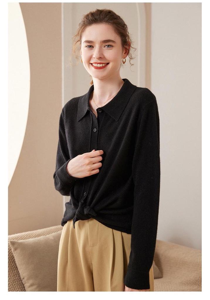 Women's Candy Color V-Neck Cashmere Sweater - Fashionable Knit Base Layer for Autumn/Winter 2025.