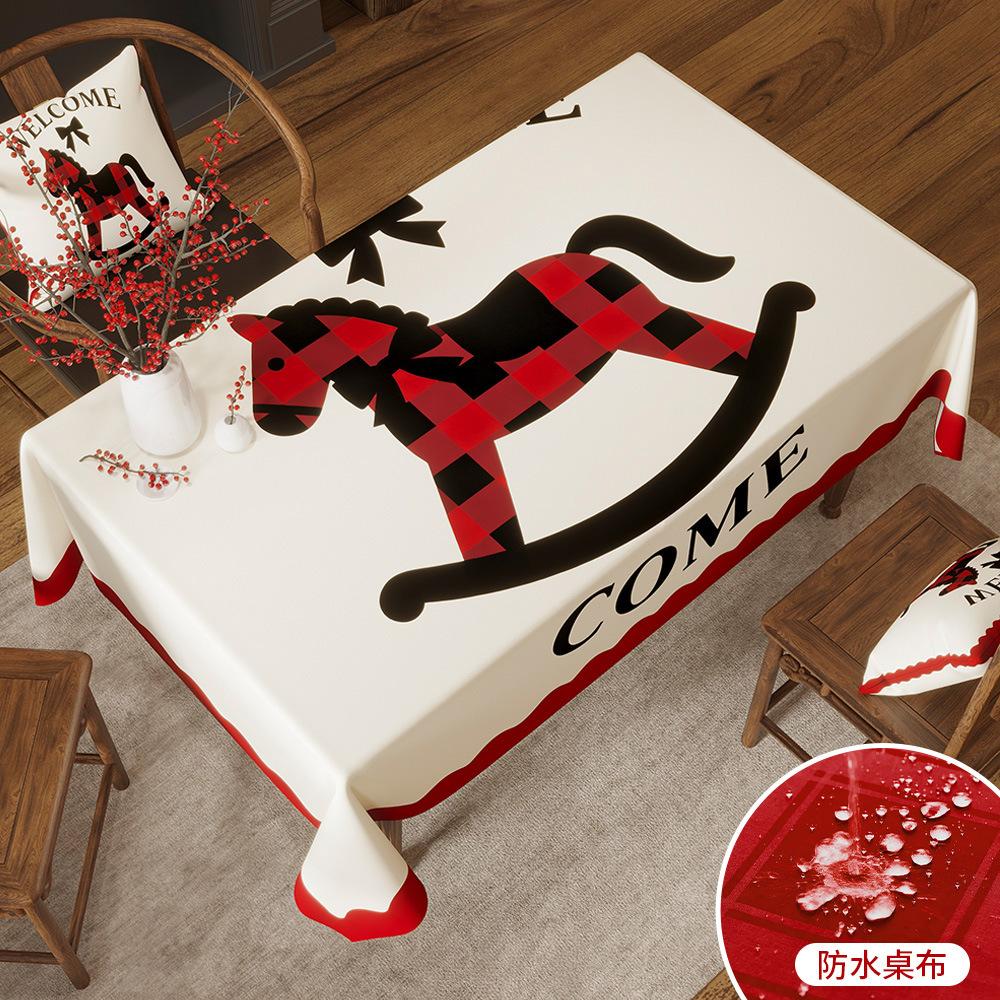 Tablecloth Red Festive Table Cloth High-End Tablecloth Light Luxury Waterproof Coffee Table Cloth Cover Cloth