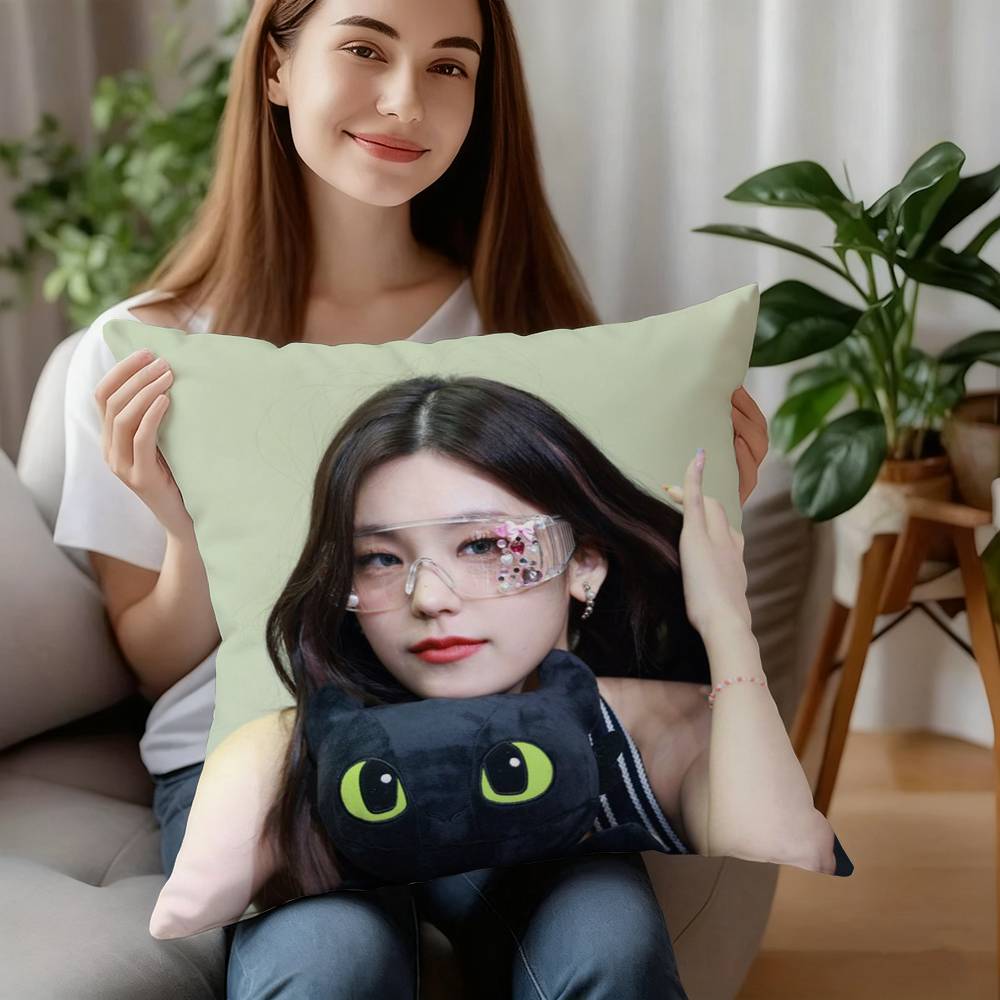 Korean Singer ITZY Yeji Pillow Case Short Plush Sofa Decorative Gift Home Double-sided Printing Cushion