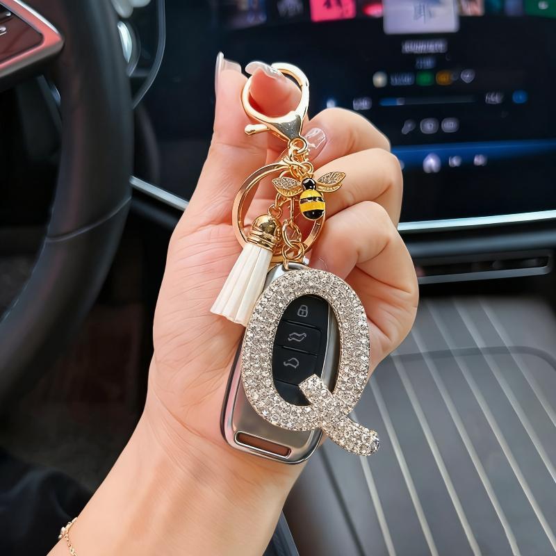 Mode 26 Bokstäver A-Ö Nyckelring Lyxig Elegant Strass Legering Nyckelring Väska Bil Hänge Smycken Tillbehör