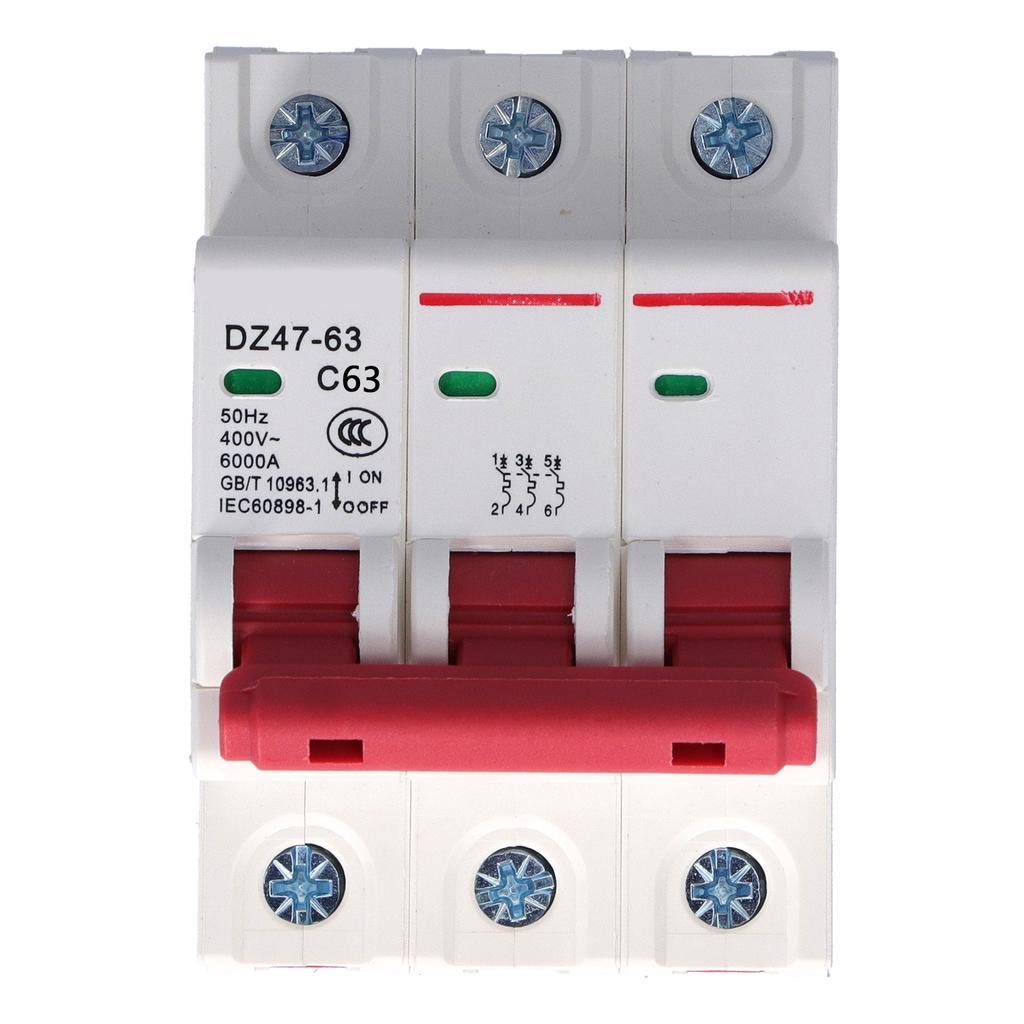 Leitungsschutzschalter Miniatur DIN-Schienenmontage PC-Abdeckung Haushaltsluftschalter AC 400V 3P DZ47?6363A