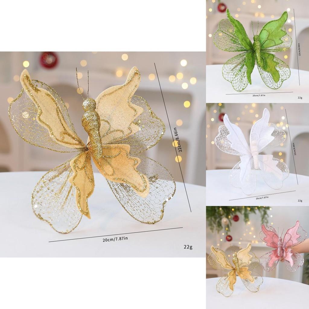 Christmas Butterfly Ornament Fabric Glitter Sequin Deco For Holiday Decor