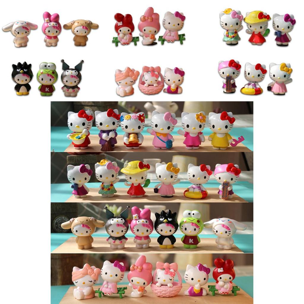 Adorable 6pcs Hello Kitty Kuromi Sanrio Cute Dolls Accessories For Collectors