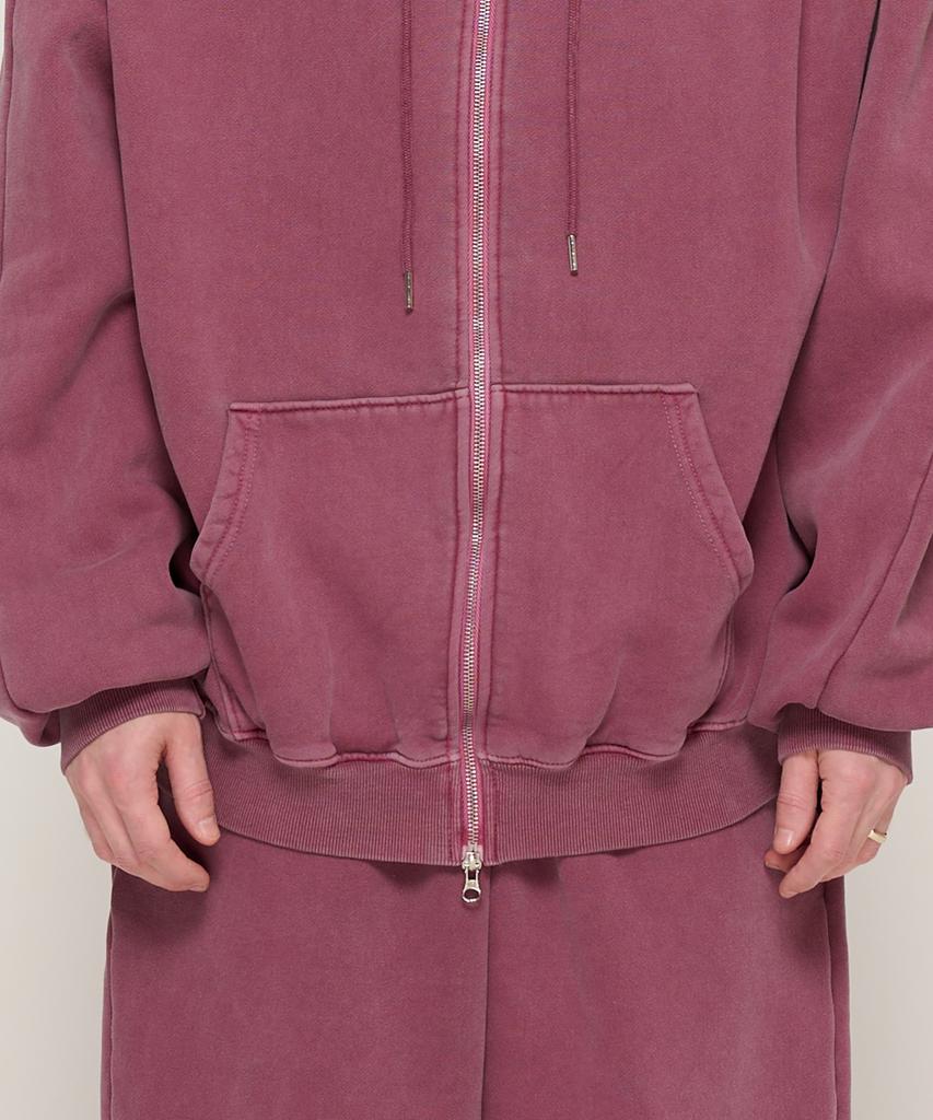 Cargobros Pigment Dyed Zip-Up Hoodie (Burgundy)