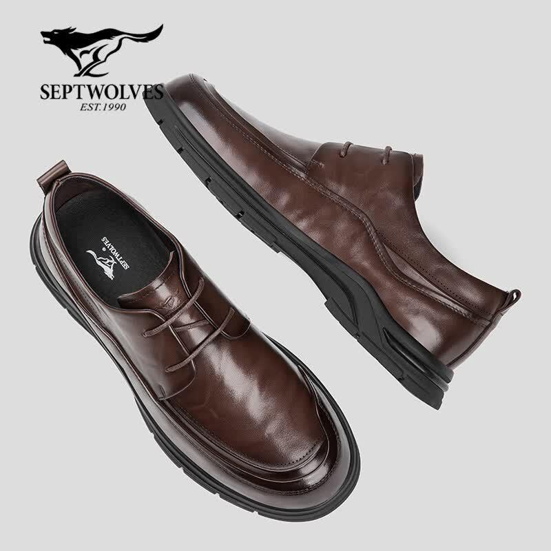 Qipilong Men's Genuine Leather Height-Increasing Casual Shoes
