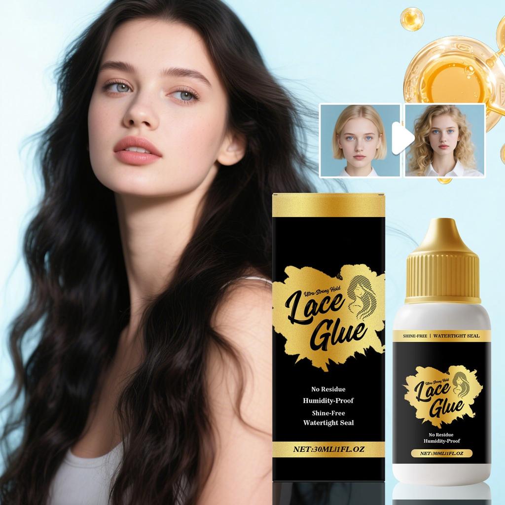Lace Glue for Wigs 30ml Waterproof Adhesive No Residue Humidity Proof Shine Free Strong Hold for Lace Front Wigs and Hairpieces