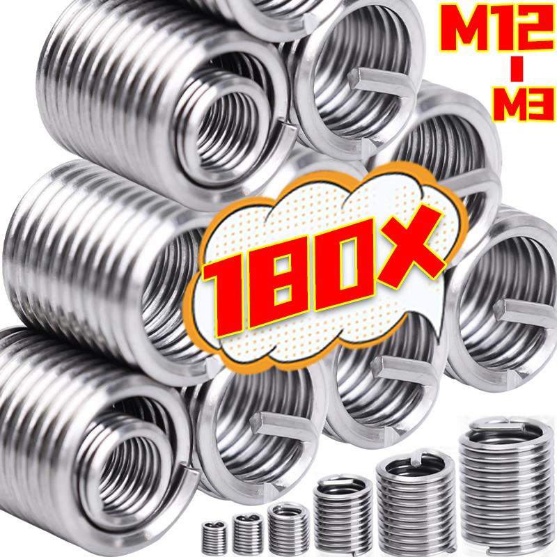 M3-M12 Wire Thread Insert Stainless Steel Spiral Wire Screw Sleeve Thread Repair for DIY Hardware Repair Tools Easy Install