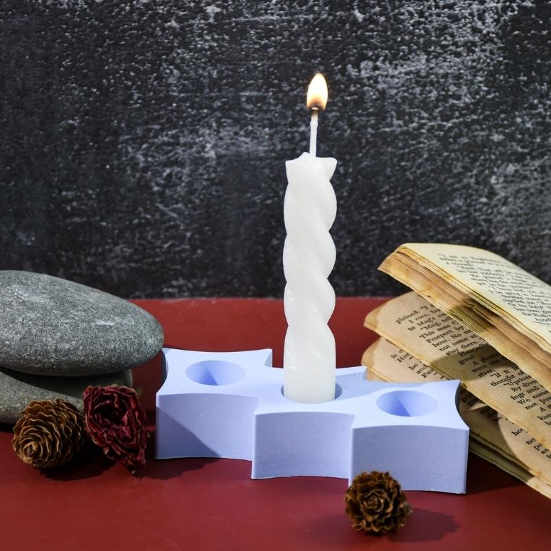 3 Hole Candle Holder Mold Flower Heart Candlestick Silicone Mould Concrete Resin Cast Molds for Wedding Valentines Day