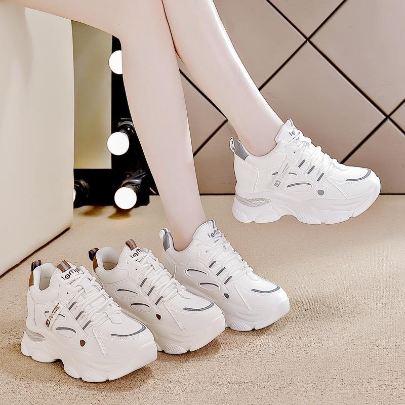 Autumn platform casual shoes inner height increase women's shoes versatile new dad shoes women's round head thin brand fashionable and comfortable