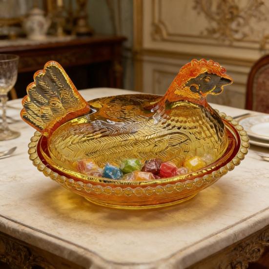 Yousheng Clear Chicken Storage Box Multi-purpose Snacks Candies Nuts Foods Container Jar Jewelry Holder Kitchen Table Centerpiece Decorative