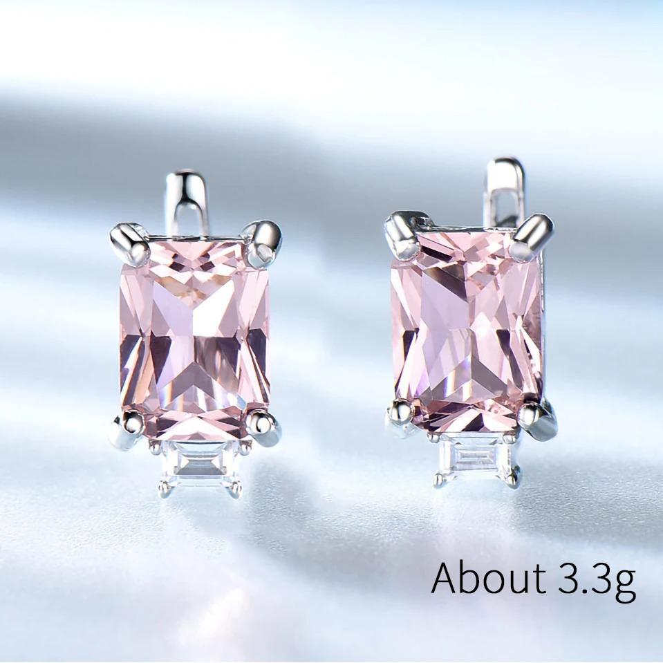 925 Sterling Silver Clip Earrings For Women Natural Gemstone  Earrings Blue Pink Emerald  Premium Topaz Fine Jewelry Party  Gift