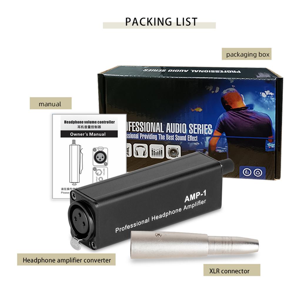 Universal XLR to 3.5mm Headphone Amplifier No Interference HiFi Sound Quality with Output Volume Control for Music Lover
