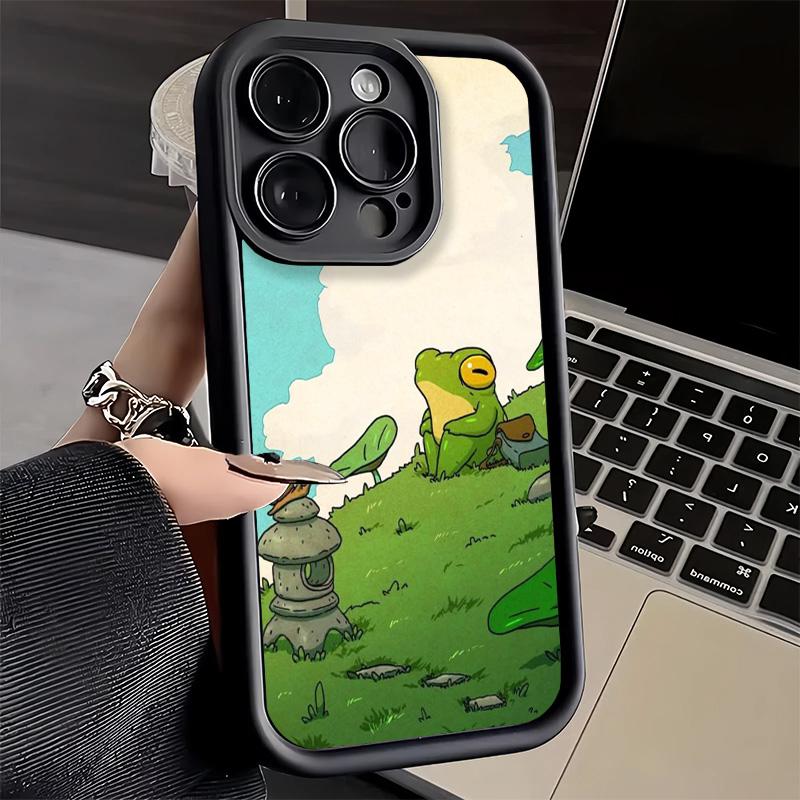 Phone Case for iPhone 17 Air 16E 15 16 Pro Max Cute Cartoon Frog Cover 14 Plus 13 12 Mini Soft Shell Silicone Fundas