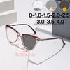 New Fashion Women Cat Eye Photochromic Myopia Glasses Lady's Anti Blue Light Near Sight Eyewear Outdoor Color Changing UV Protection Sunglasses -4.0