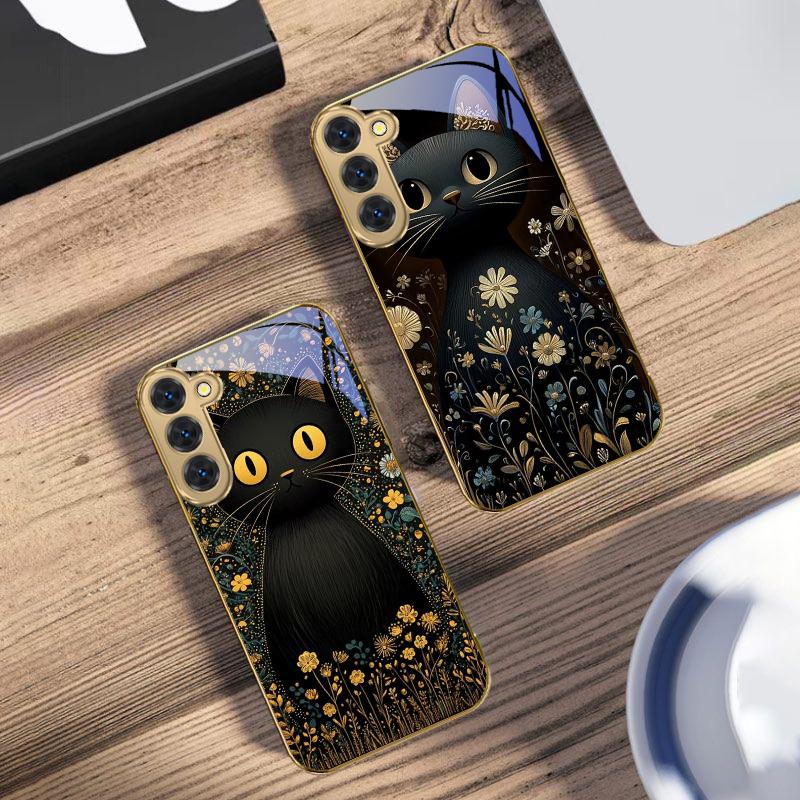 Runde und leuchtende Augen Für Samsung Galaxy S20 FE S21 S22 S23 Plus S24 Ultra 25Ultra S21+ S9+ S22Plus Handyhülle aus goldenem Glas