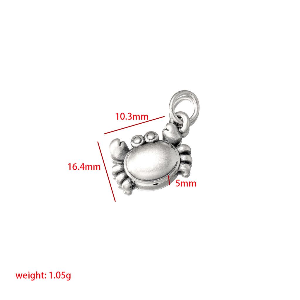 S999 Pure Silver 3D Hard-aged Crab Pendant, DIY Bracelet, Hanging Ornament, Handmade Braided Rope Material and Accessories