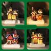 Christmas Village Houses Christmas Collectible Buildings with LED Light Christmas Decors Gingerbreads House Figurine