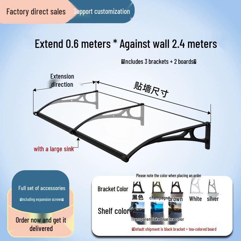 Aluminum Alloy Outdoor Sunshade & Rain Shield for Balcony Windows